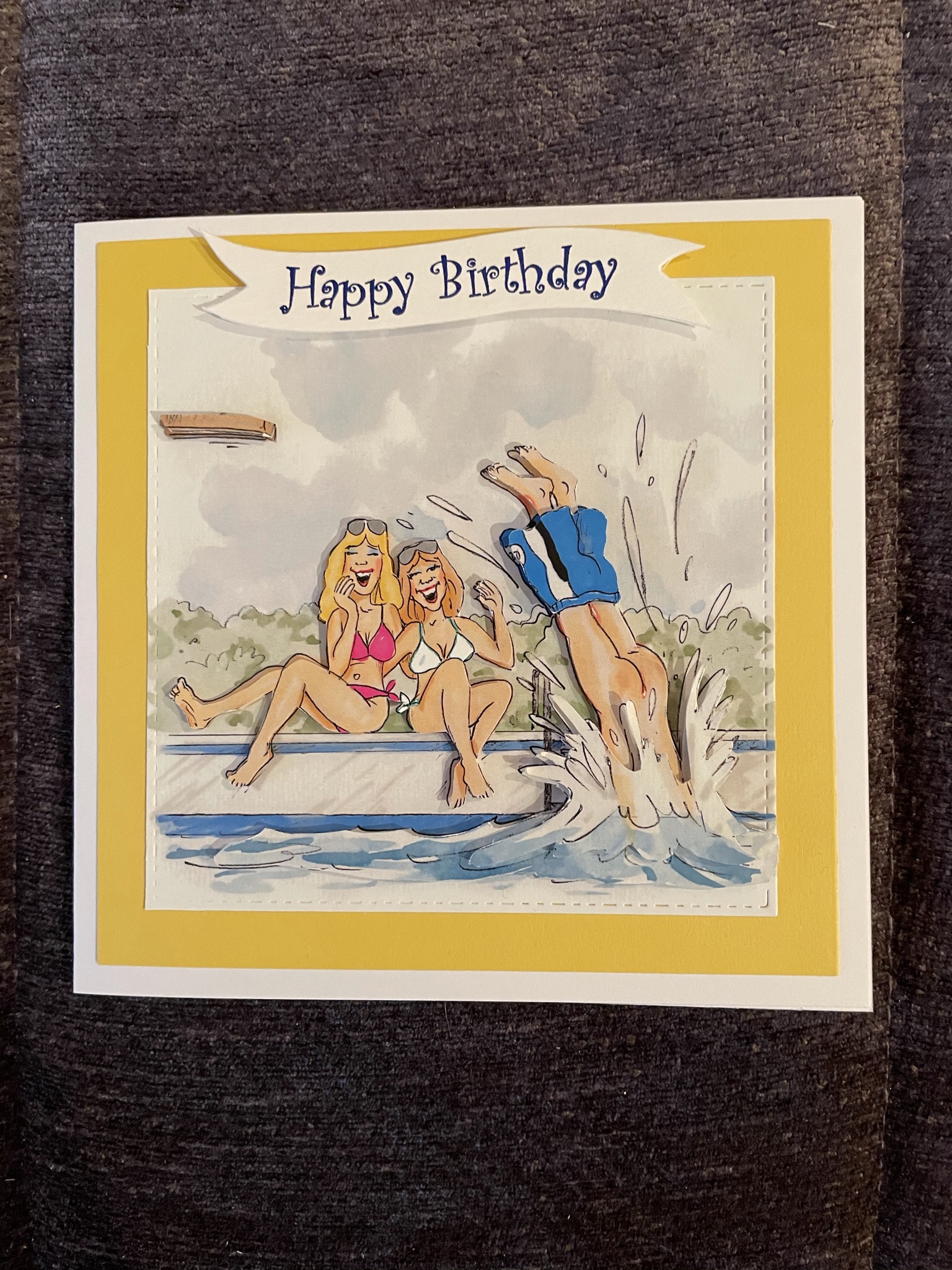 3D Handcrafted “Cheeky Diver” themed Birthday Card | Ewe-nique ...