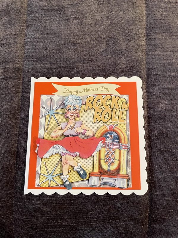 3D handmade mother's day card | rock and roll | dancing | music | wrinklies