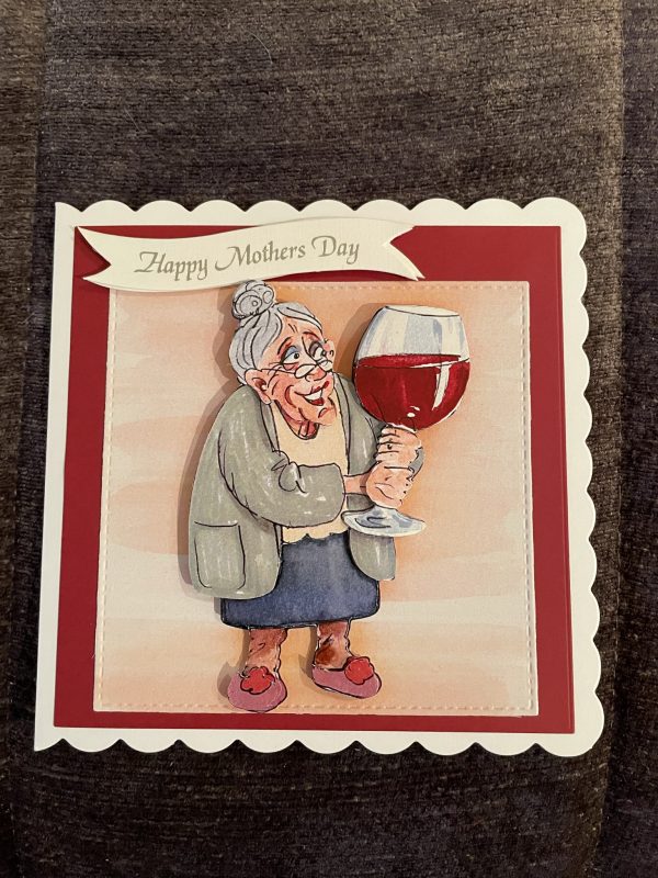 3D handmade mother's day card | wine | wrinklies