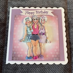 3D handmade birthday card | 3 ladies | wrinklies | fun girls