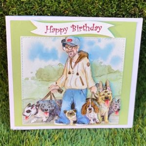 Male Dog walker themed birthday card