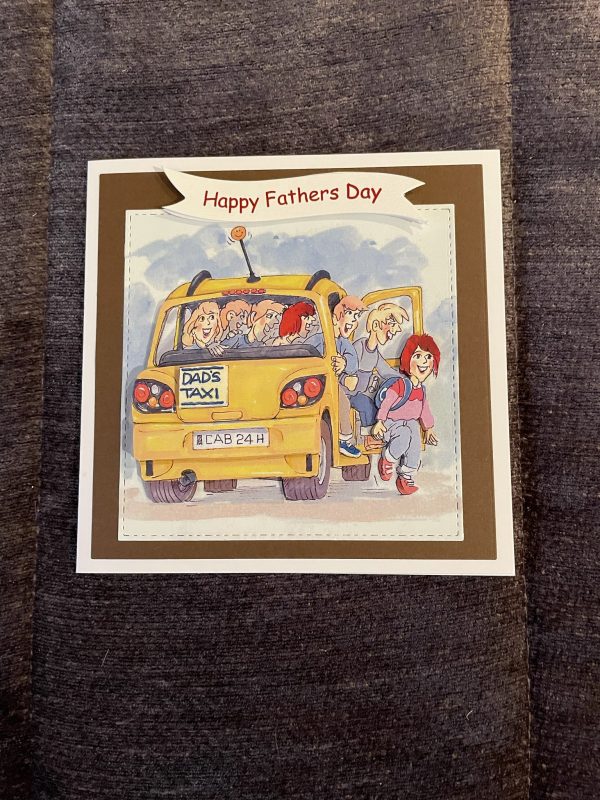 Handmade fathers day card dads taxi kids funny