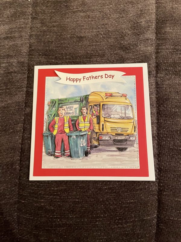 3d handmade fathers day card binmen