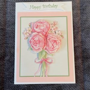 3d | handmade | birthday card | pink | roses | flowers