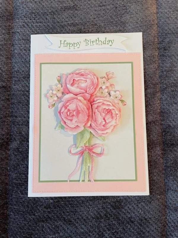 3d | handmade | birthday card | pink | roses | flowers