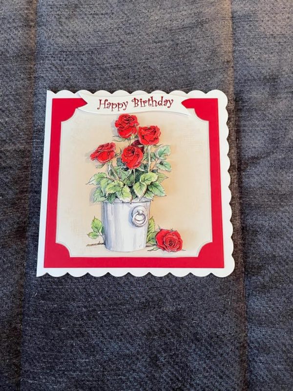 3d | handmade | birthday card | red roses | flowers