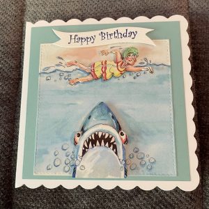 Swimming with Shark themed birthday card | 3d handmade birthday card